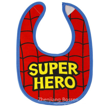 Customized Boys Printed Cotton Jersey Two Layersbibs with Snaps Waterproof Absorbent Drooler Bibs